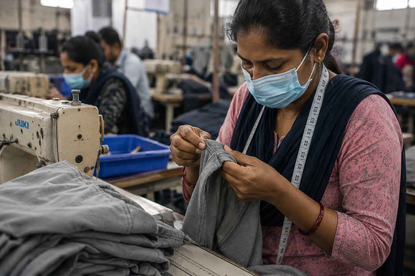 Product development and quality check on a garment, India